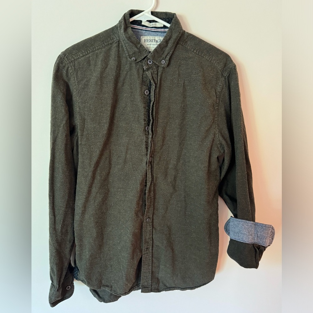 Heritage Green Flannel Long Sleeve Button Down
